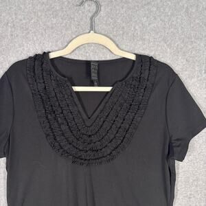 90s Due Per Due Top Medium Tuxedo Ruffles Bib Maximalist Basic Classic Casual